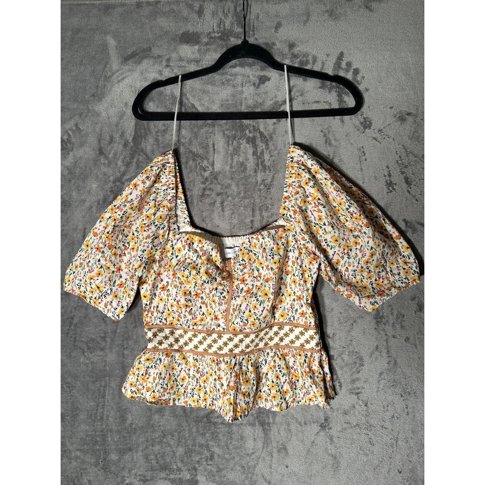 Cottagecore /Peasant/ Coquette Lost & Wander Peplum Summer Blouse Size Medium